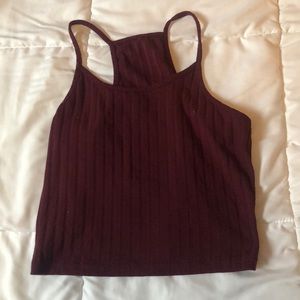 Maroon ribbed crop top